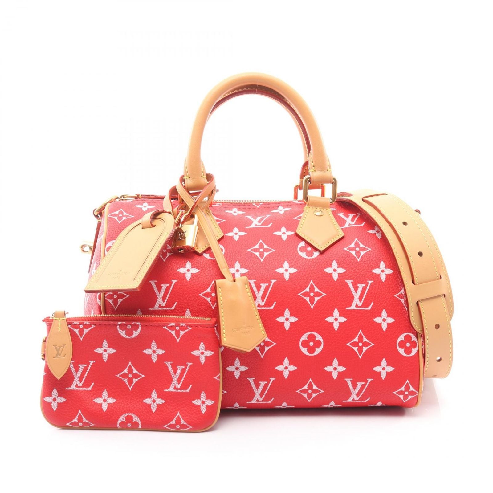 Louis Vuitton Handbag Speedy P9 Bandouliere 25 Rouge Canvas Leather