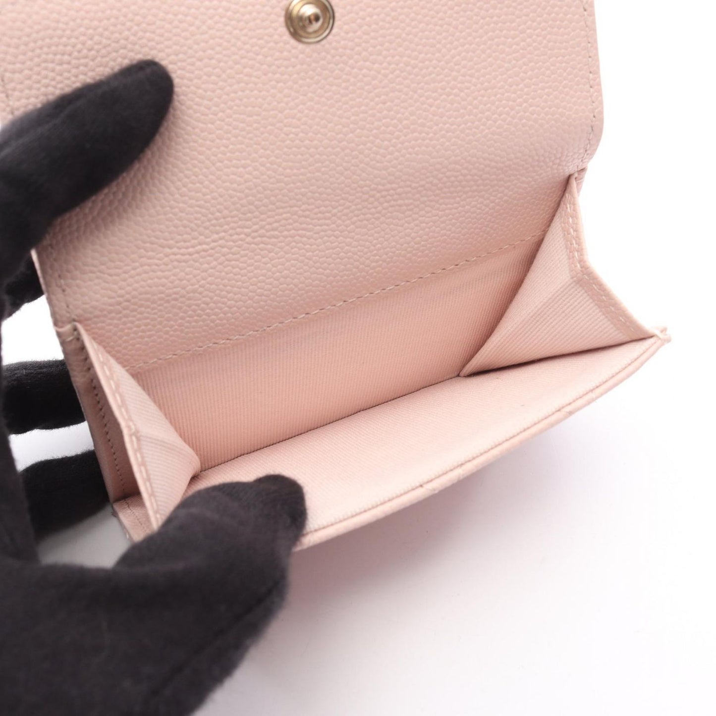 Chanel Trifold Wallet Quilted Baby Pink Caviar Leather — view 4
