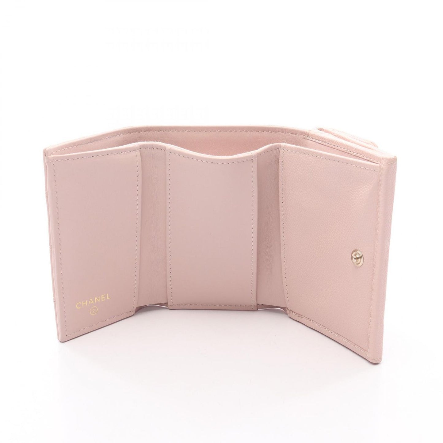 Chanel Trifold Wallet Quilted Baby Pink Caviar Leather — view 3
