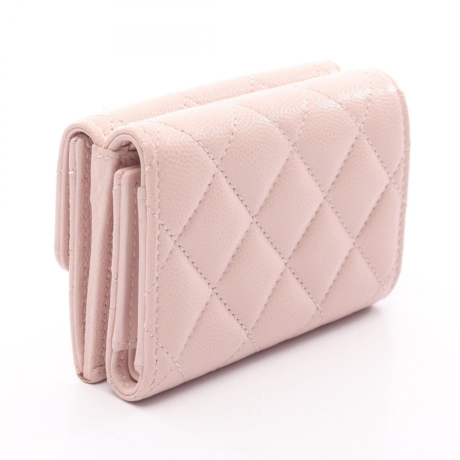 Chanel Trifold Wallet Quilted Baby Pink Caviar Leather — view 2