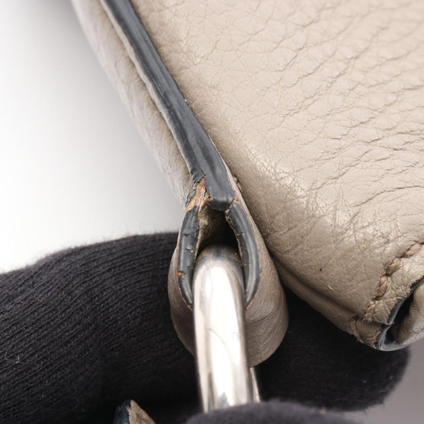 Prada Shoulder Bag Gray Leather — view 8