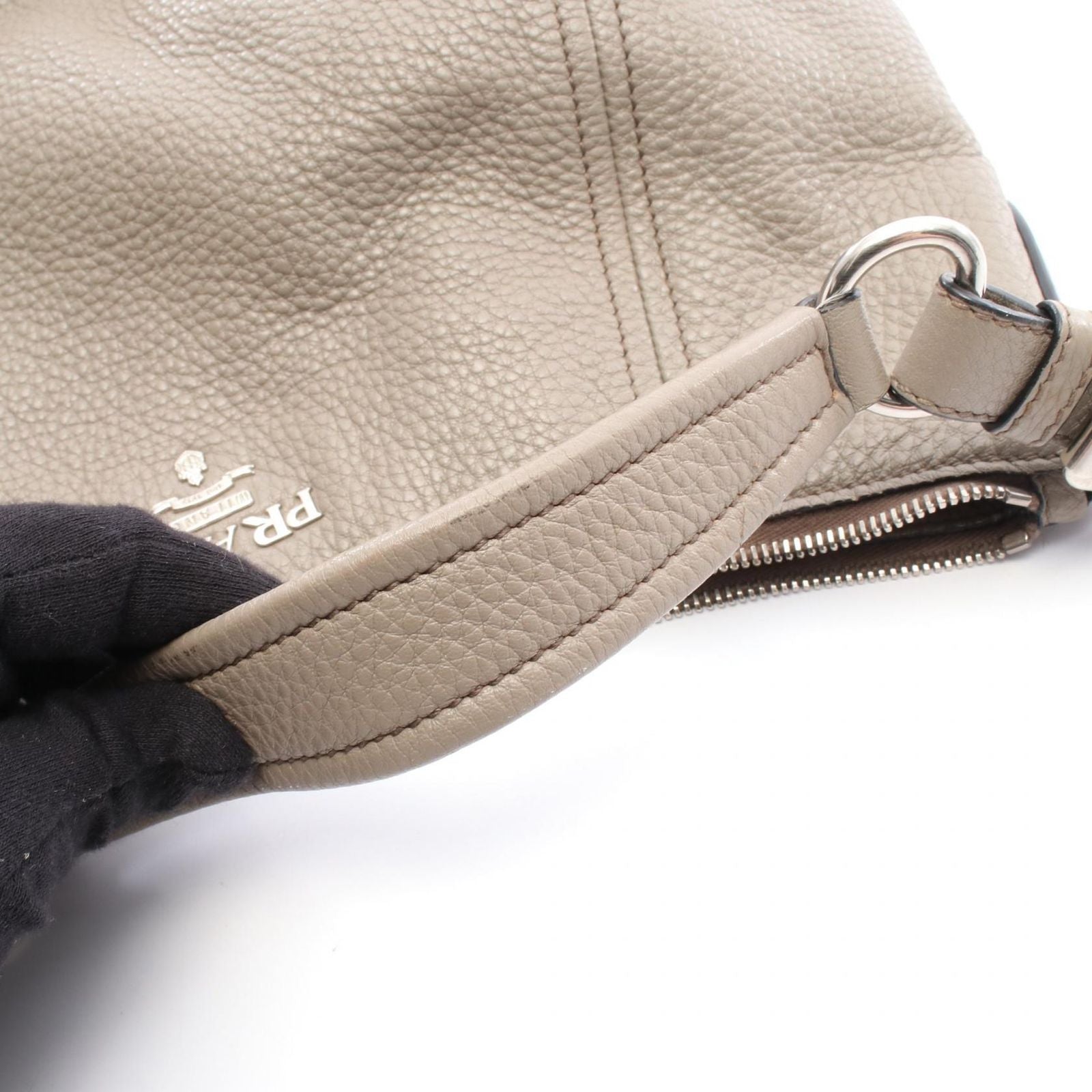 Prada Shoulder Bag Gray Leather — view 7