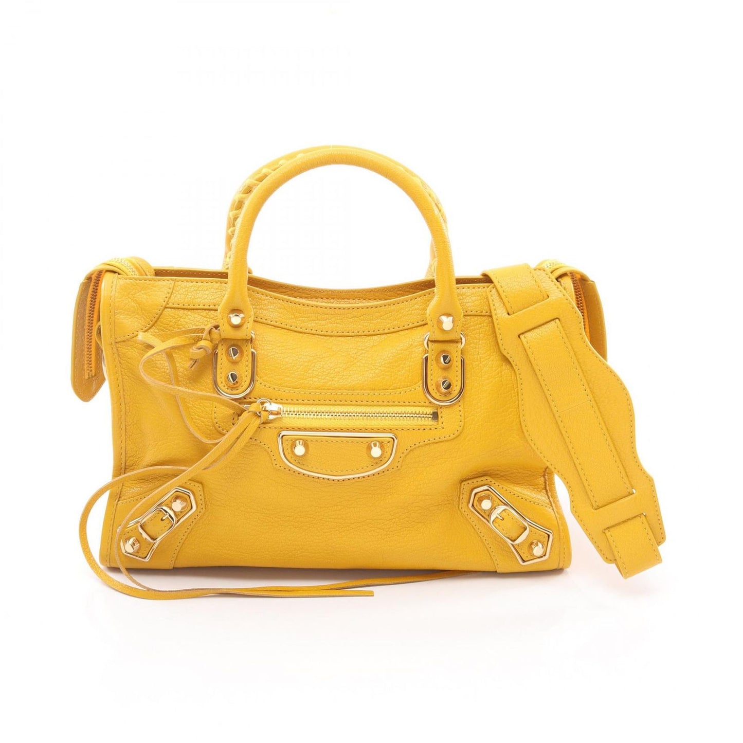Balenciaga Handbag Classic Metallic Edge City Yellow Leather