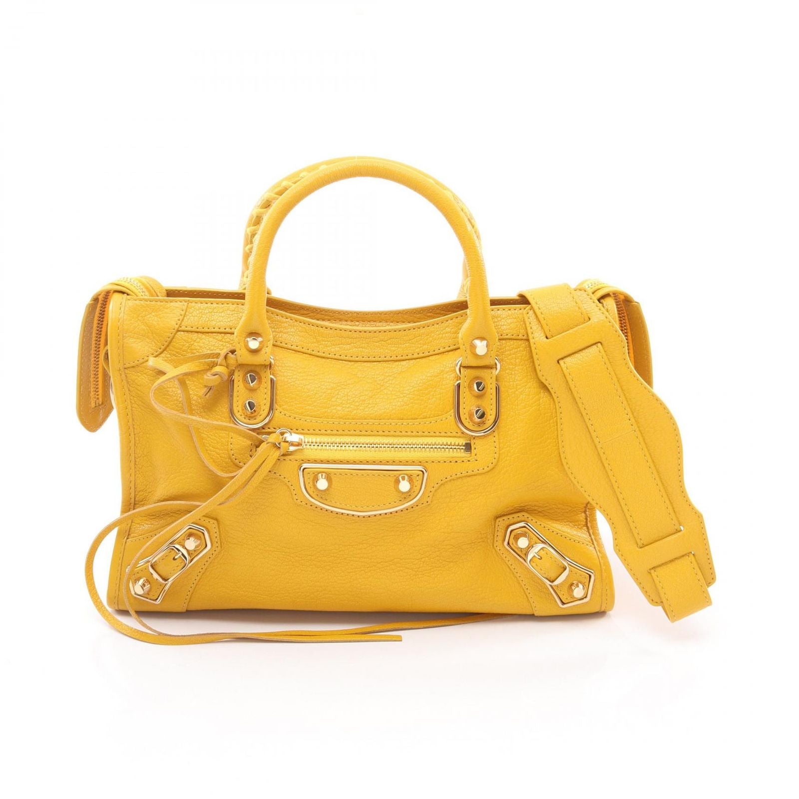 Balenciaga Handbag Classic Metallic Edge City Yellow Leather