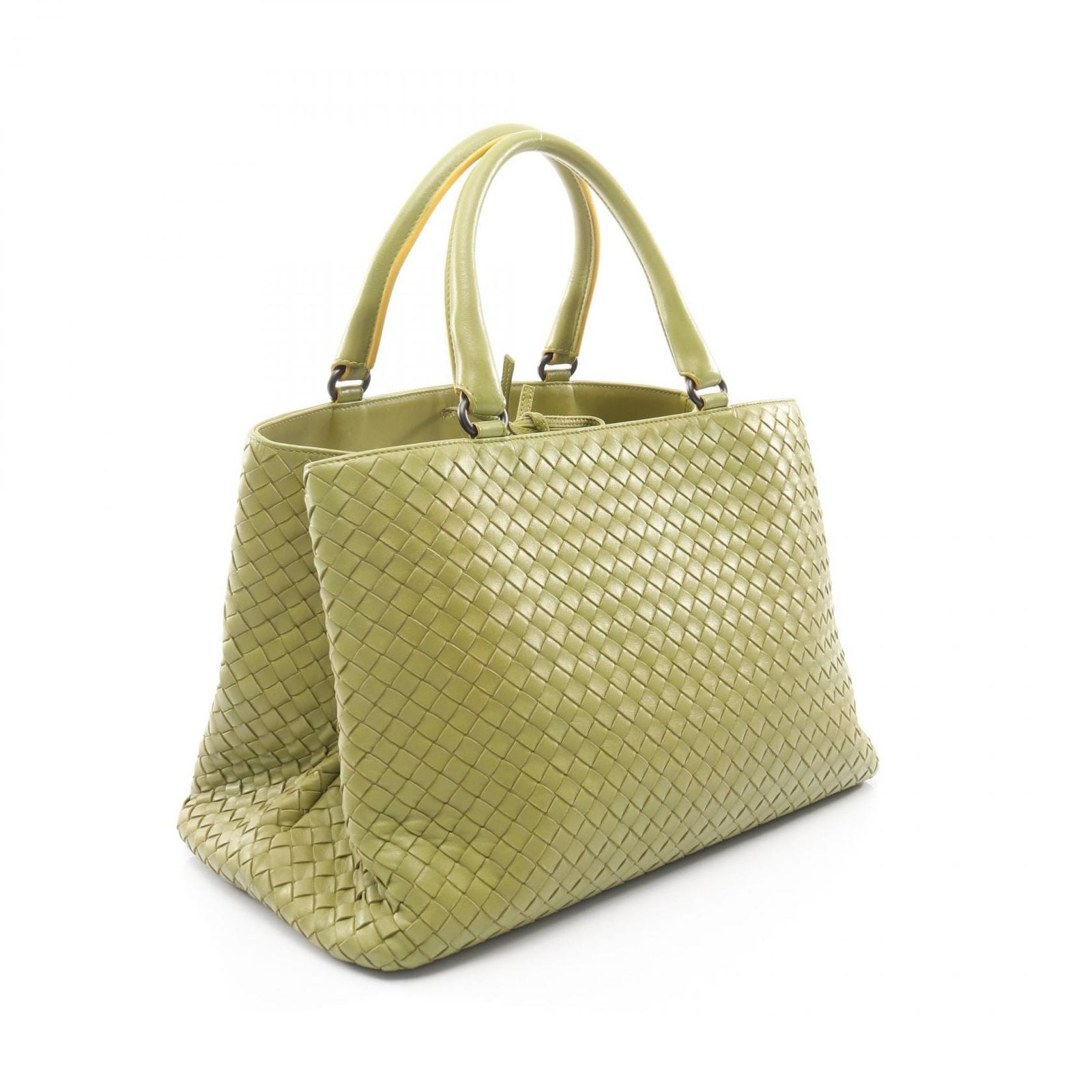 Bottega Veneta Tote Intrecciato Handbag Yellow Green Leather — view 2