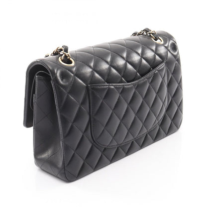 Chanel Shoulder Bag Quilted Double Flap Black Lambskin Chain — view 2