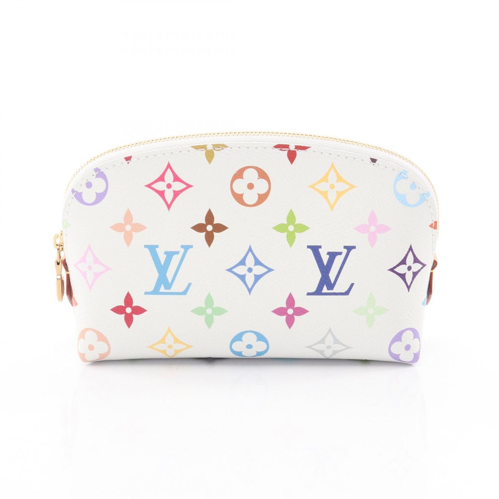 Louis Vuitton Pouch LV TM Pochette Cosmetic Monogram Multicolor Blanc Leather PM