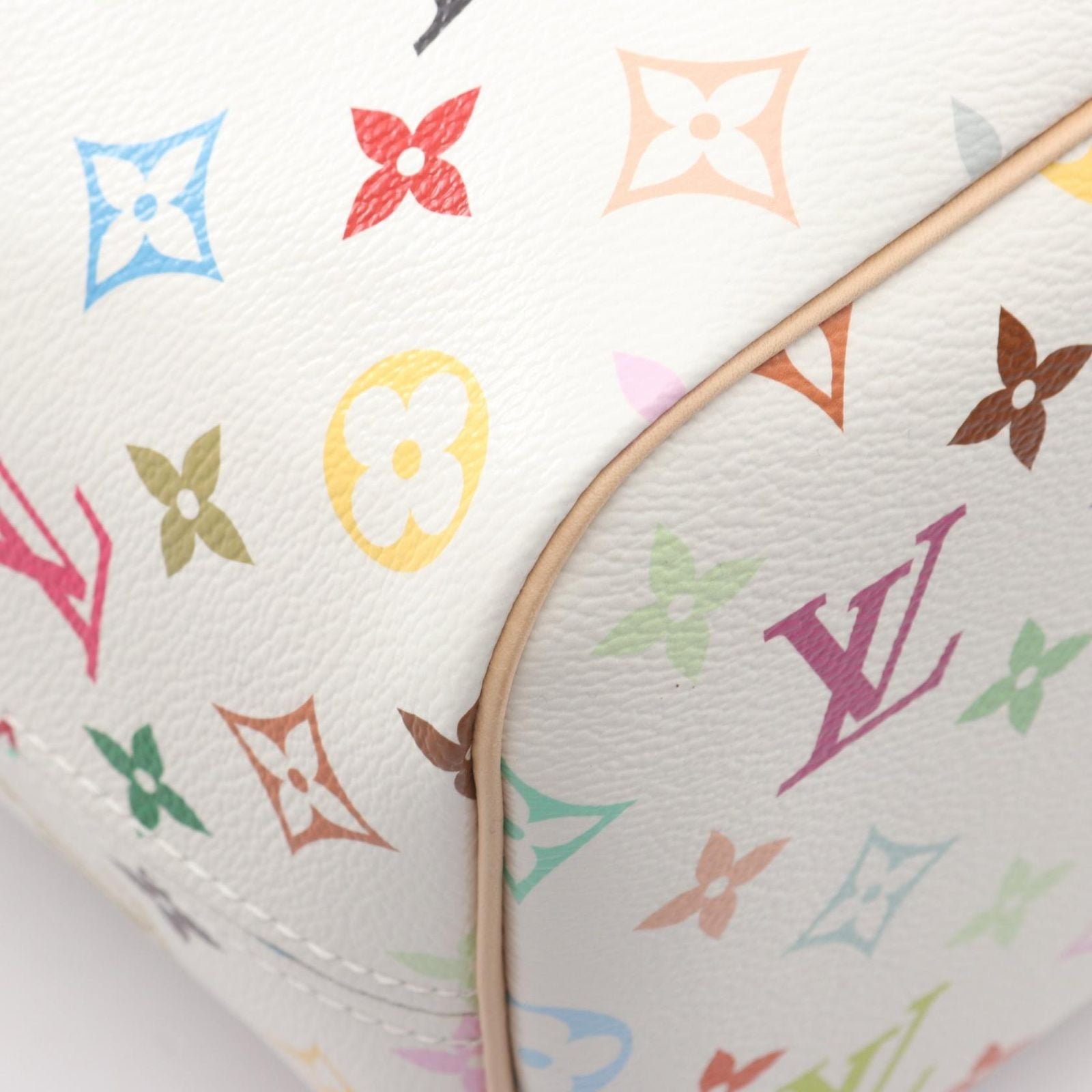 Louis Vuitton Tote LV TM Neverfull MM Monogram Multicolor Blanc Canvas Leather — view 5