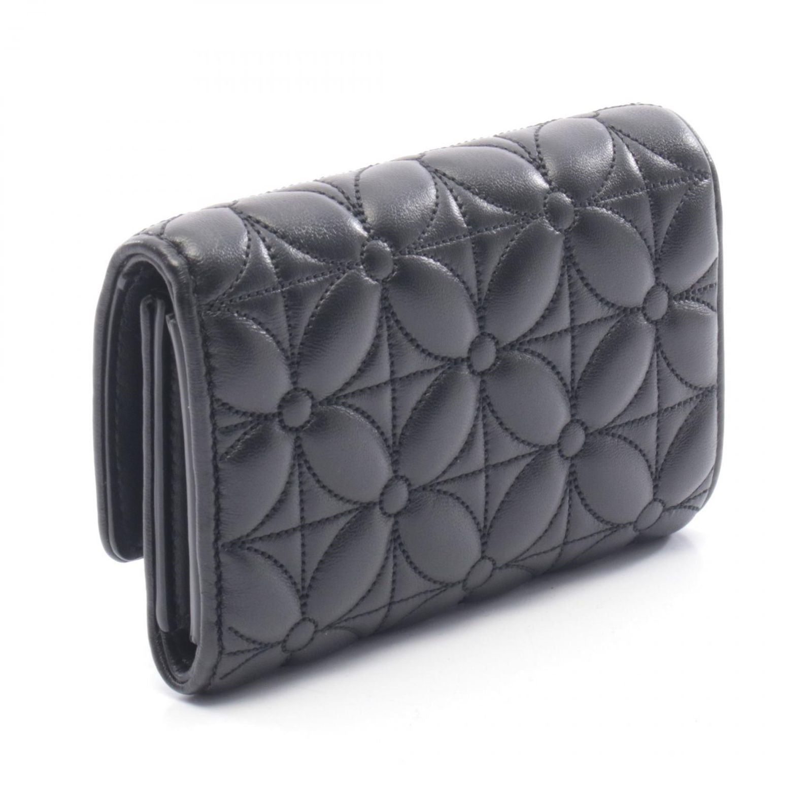 Louis Vuitton Trifold Wallet Portefeuille Capucines Compact Flower Quilted Noir — view 2