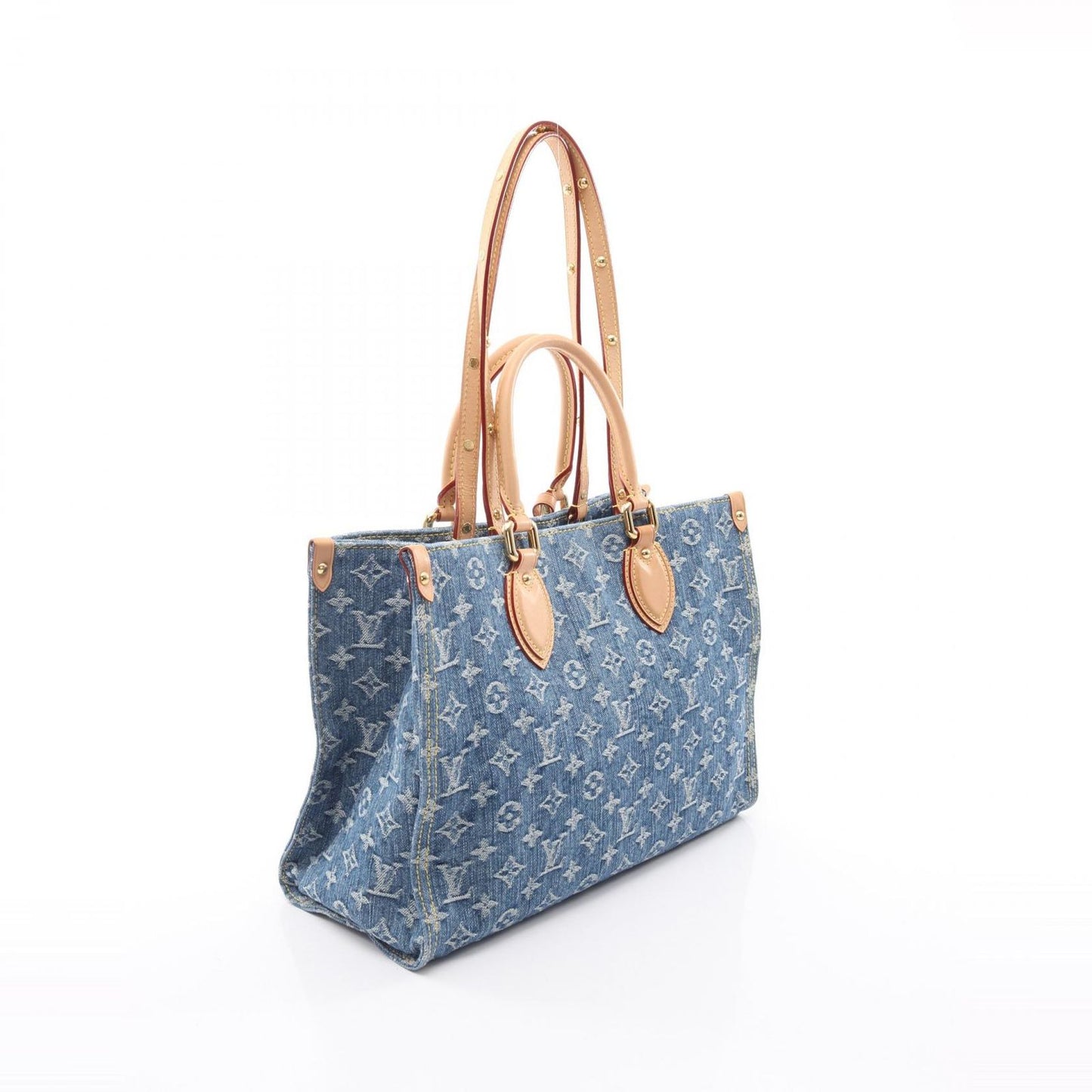 Louis Vuitton Tote On The Go MM LV Remix Monogram Denim Blue — view 2