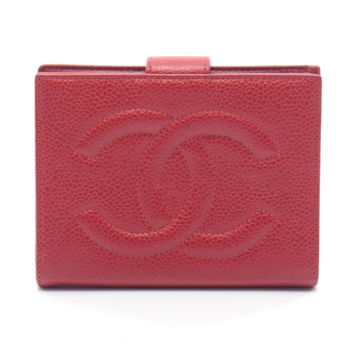Chanel Hook Wallet CC Logo Red Leather Calf CC Clasp