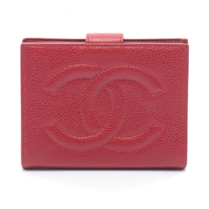 Chanel Hook Wallet CC Logo Red Leather Calf CC Clasp