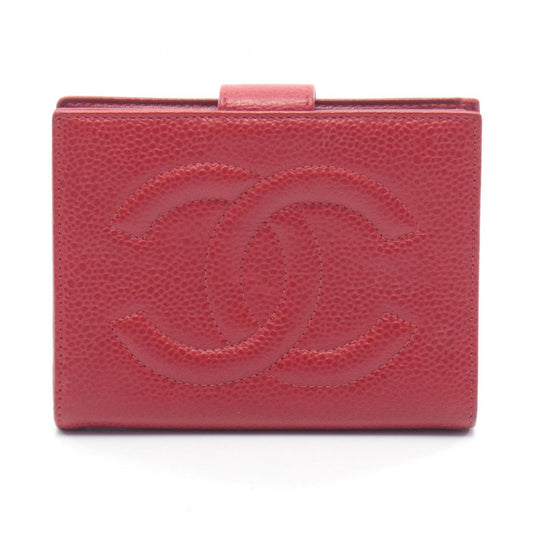 Chanel Hook Wallet CC Logo Red Leather Calf CC Clasp