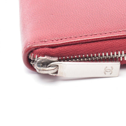 Chanel Round Wallet Red Leather Calf CC Logo — view 8