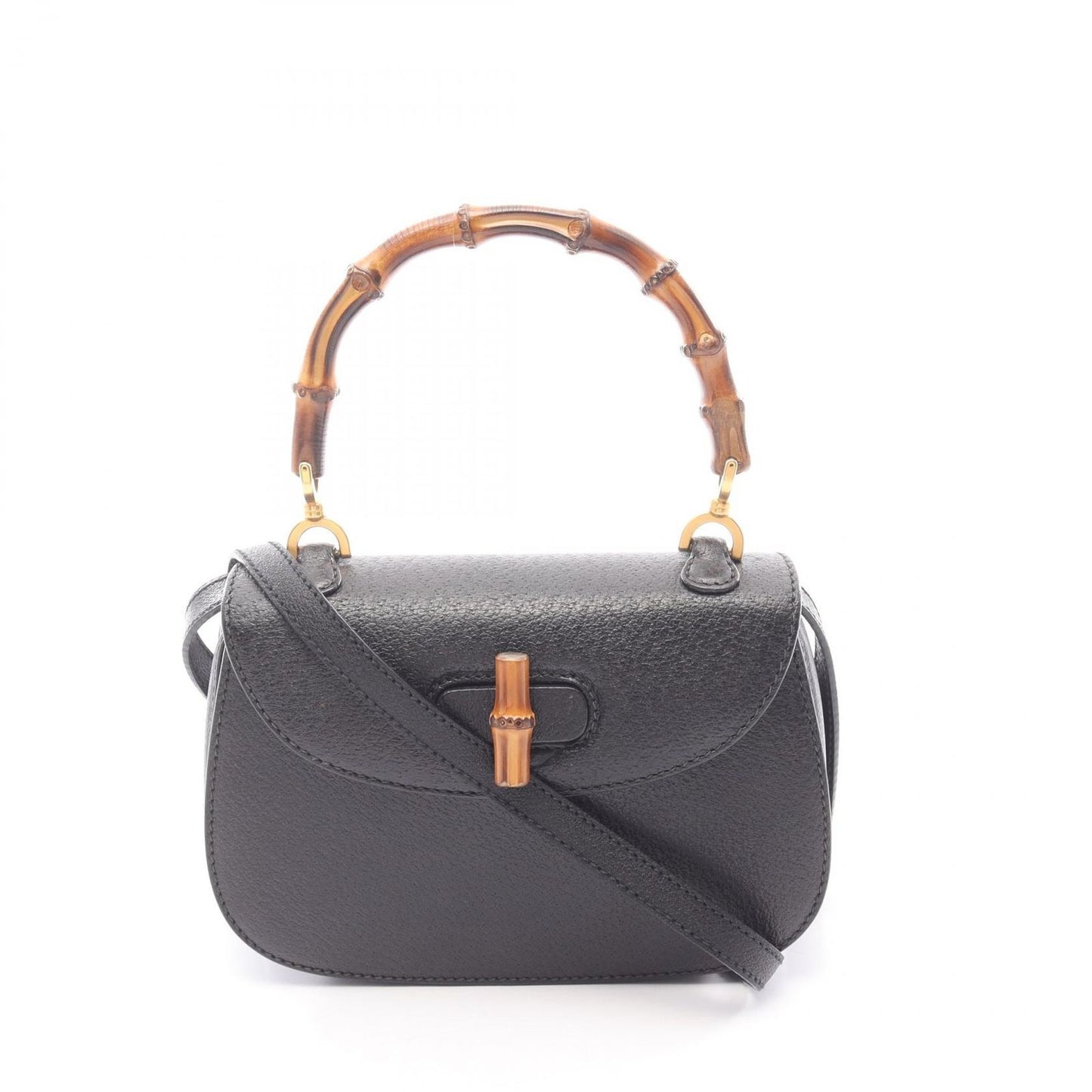 Gucci Handbag Bamboo Black Leather 2-Way