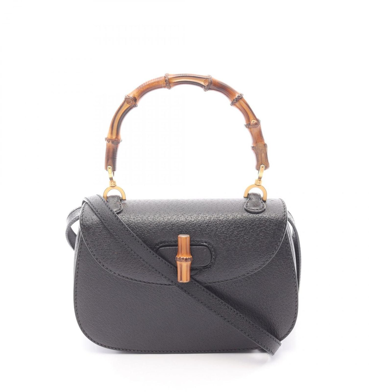 Gucci Handbag Bamboo Black Leather 2-Way