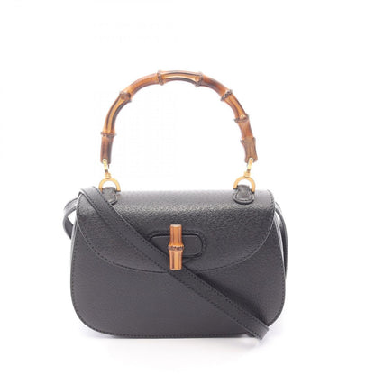Gucci Handbag Bamboo Black Leather 2-Way
