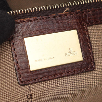 Fendi Tote Zucchino Beige Dark Brown Canvas Leather — view 4