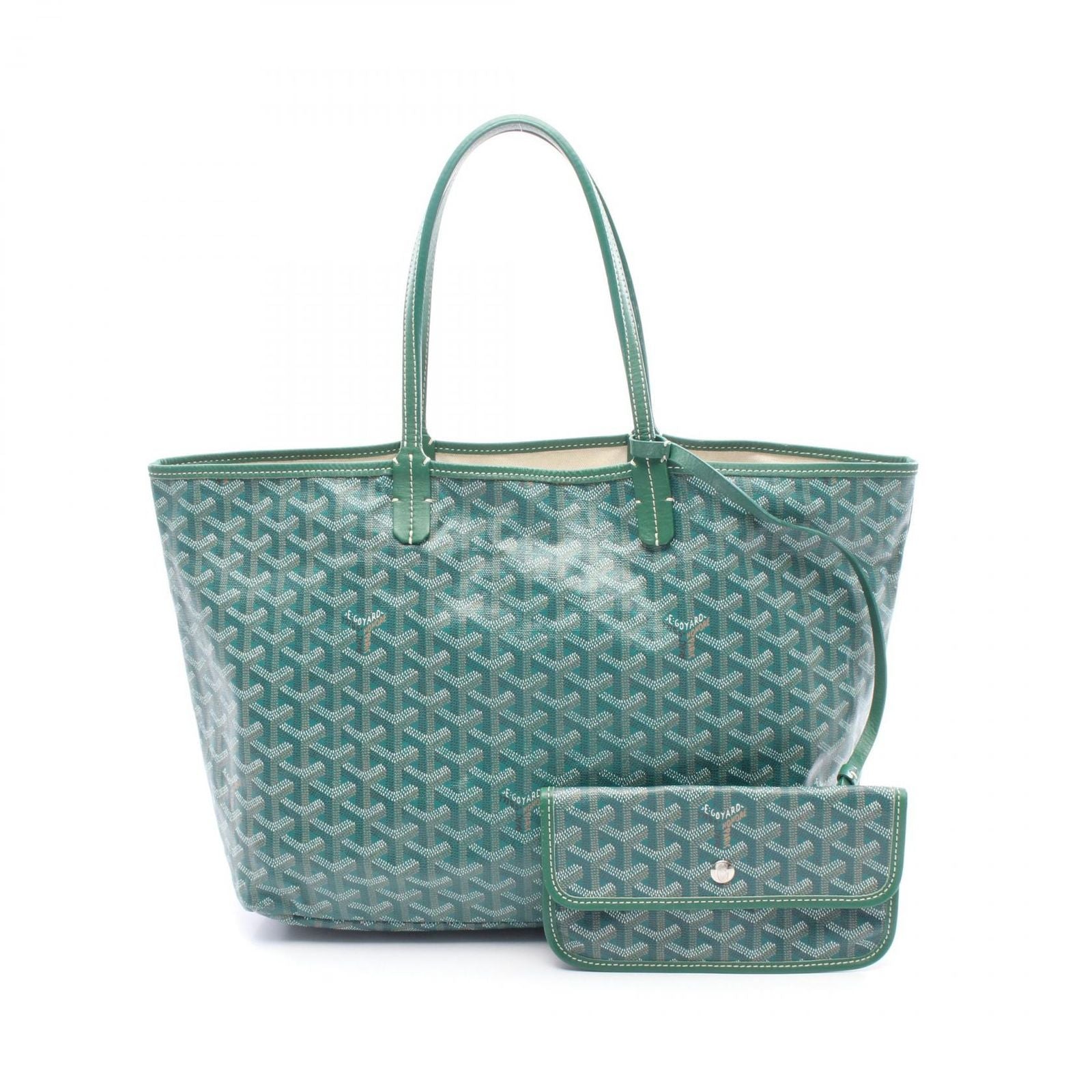 Goyard Tote Saint Louis PM Green Canvas Leather