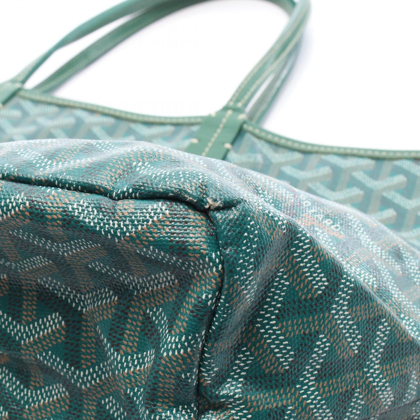 Goyard Tote Saint Louis PM Green Canvas Leather — view 9