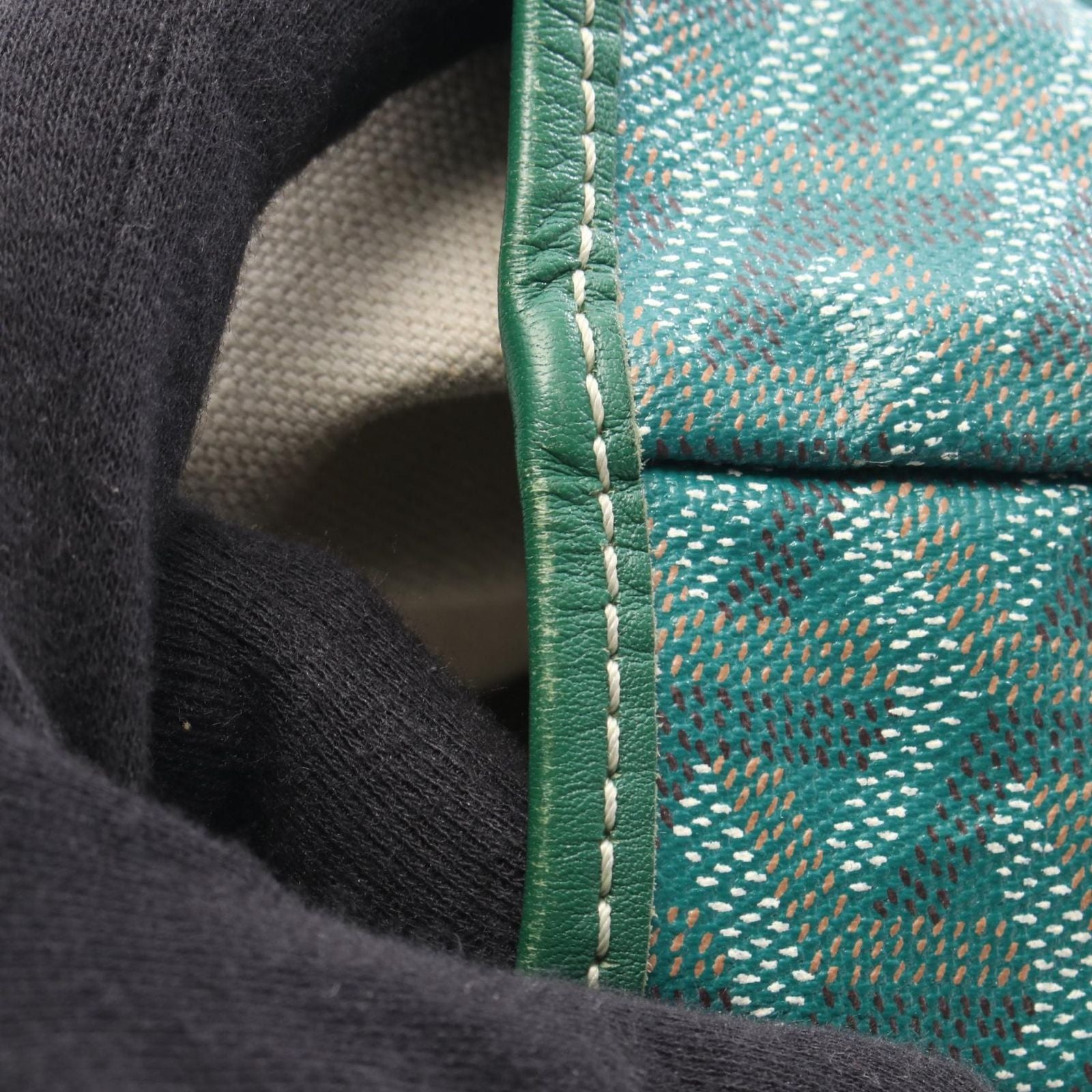 Goyard Tote Saint Louis PM Green Canvas Leather — view 7