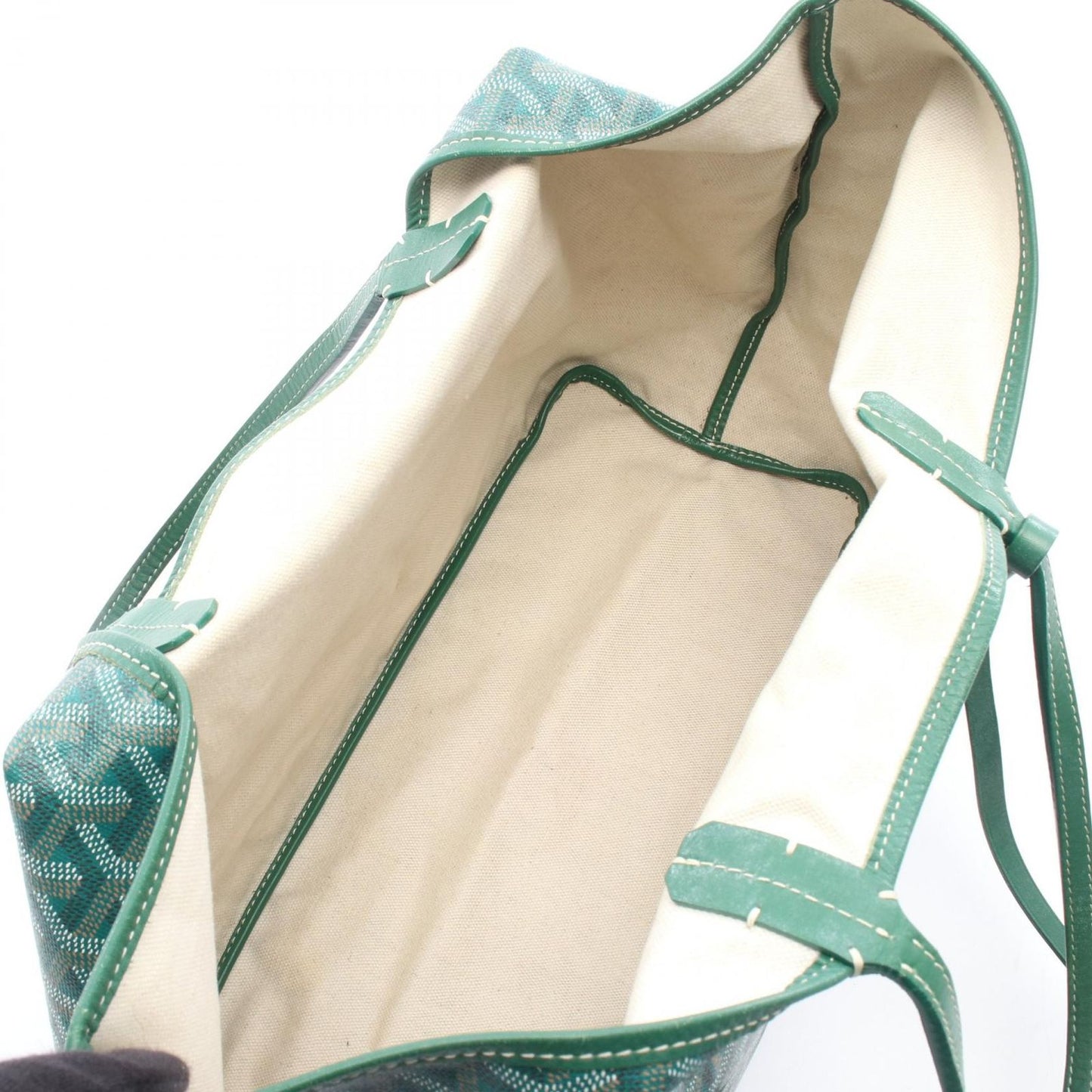 Goyard Tote Saint Louis PM Green Canvas Leather — view 3