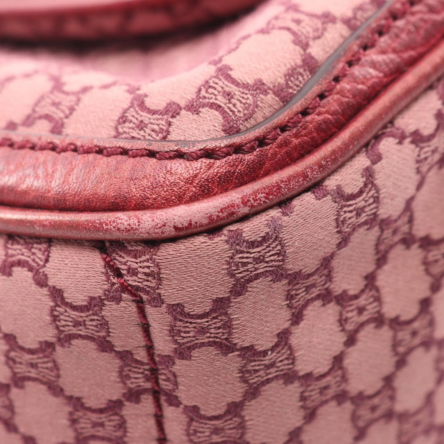 Celine Handbag Boogie Bag Macadam Wine Red Canvas Leather — view 5