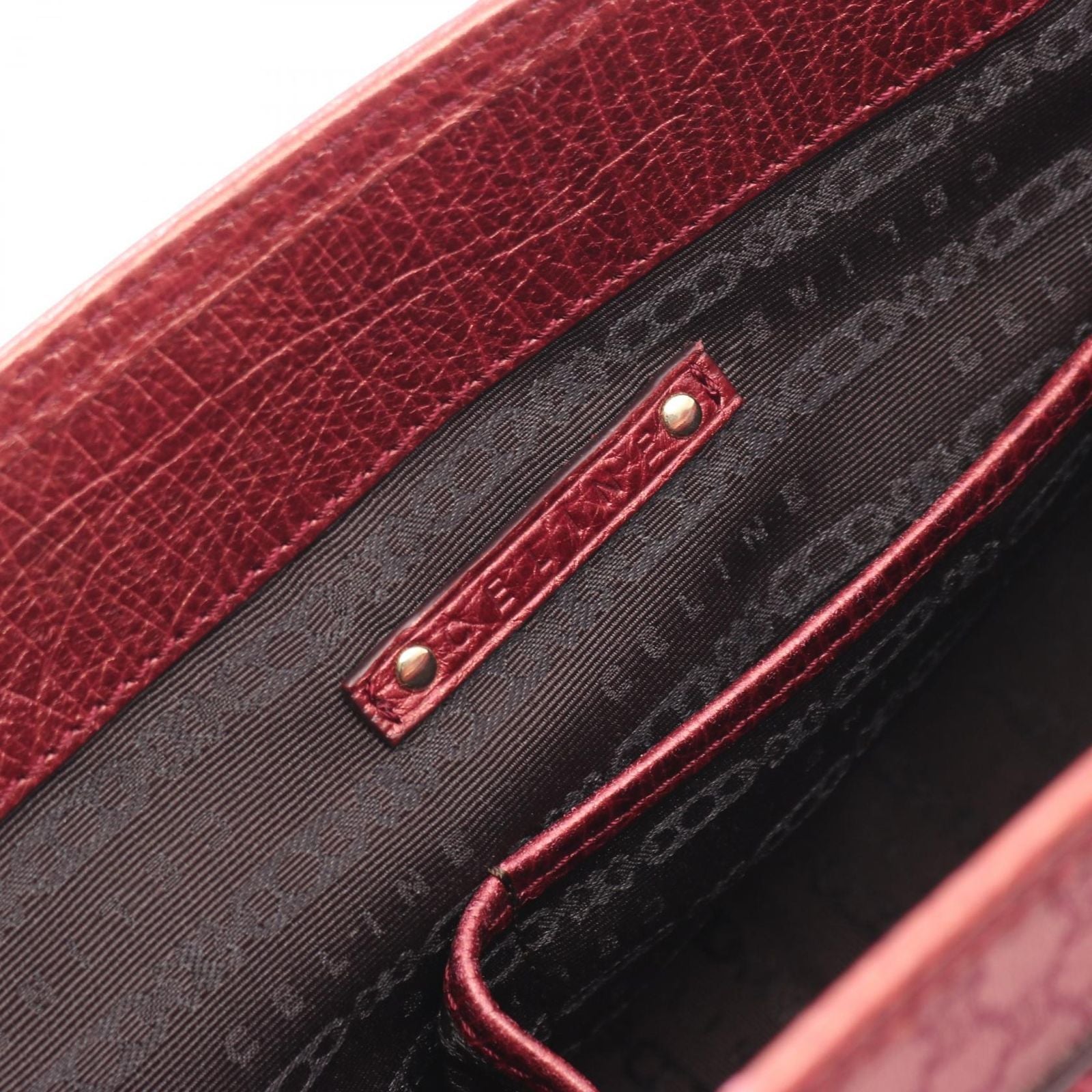 Celine Handbag Boogie Bag Macadam Wine Red Canvas Leather — view 4