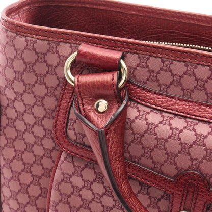 Celine Handbag Boogie Bag Macadam Wine Red Canvas Leather — view 7