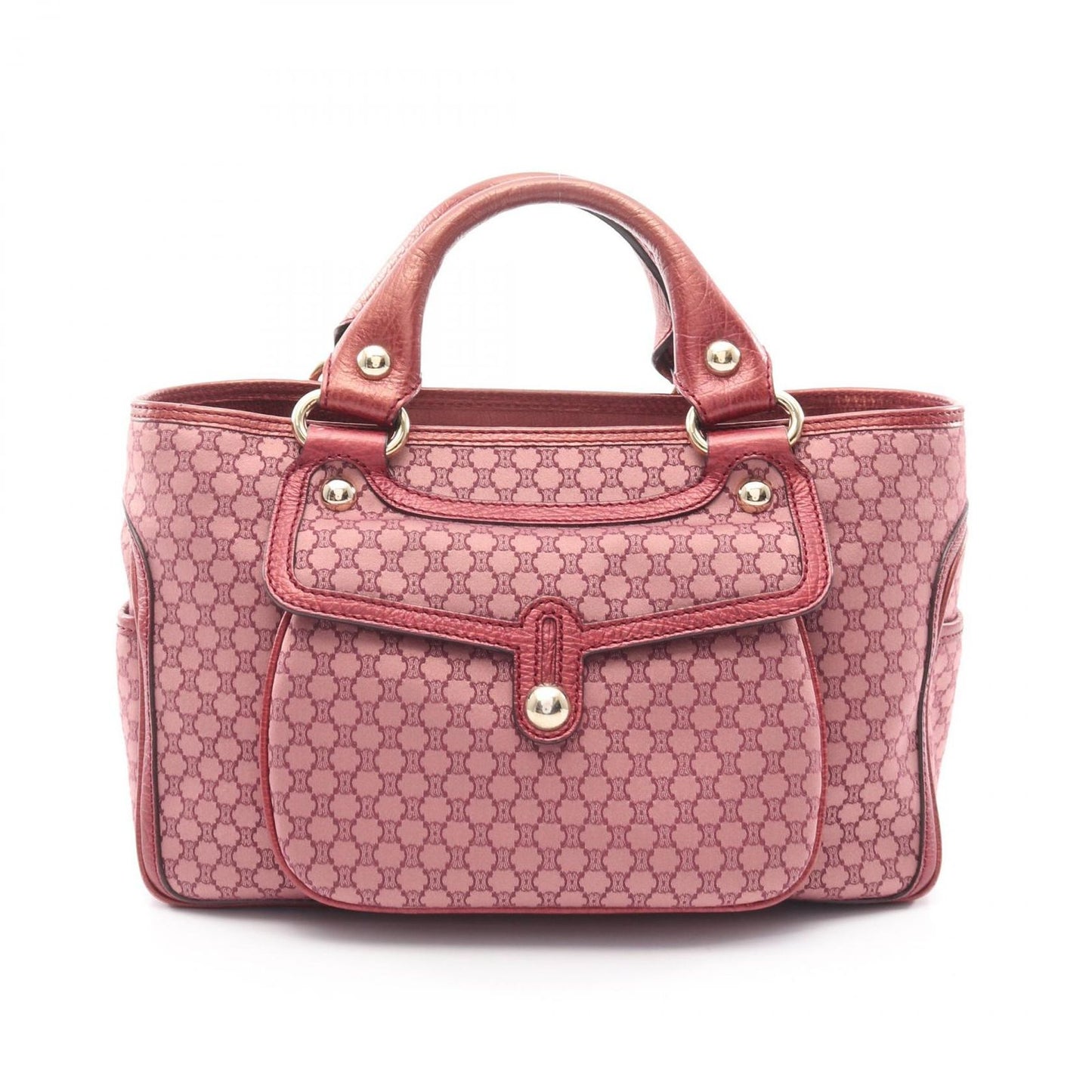 Celine Handbag Boogie Bag Macadam Wine Red Canvas Leather
