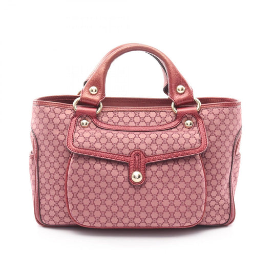 Celine Handbag Boogie Bag Macadam Wine Red Canvas Leather
