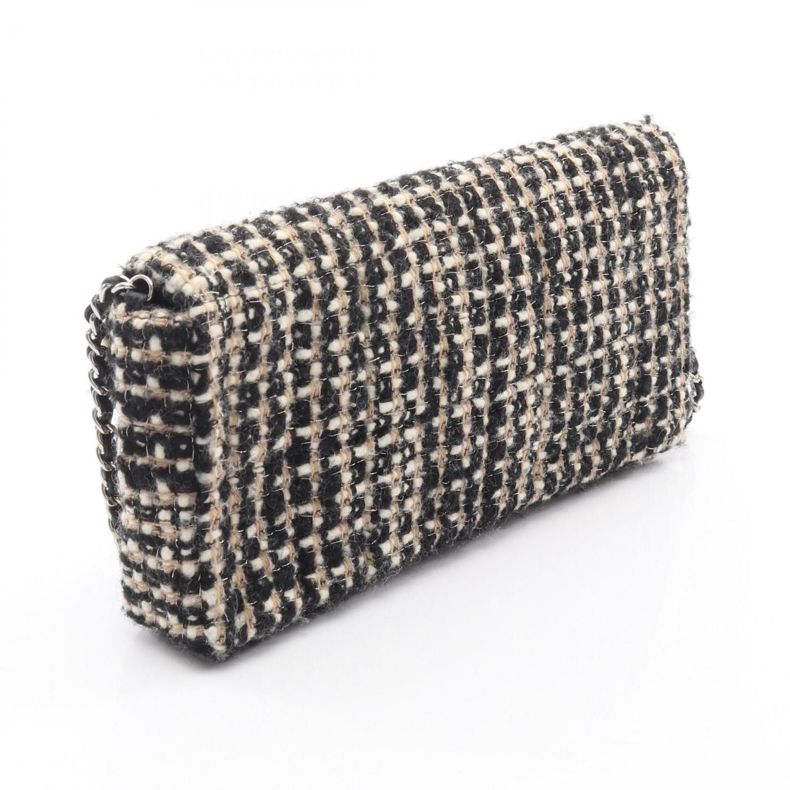 Chanel Shoulder Bag East Waist Black Beige White Fabric Chain — view 2
