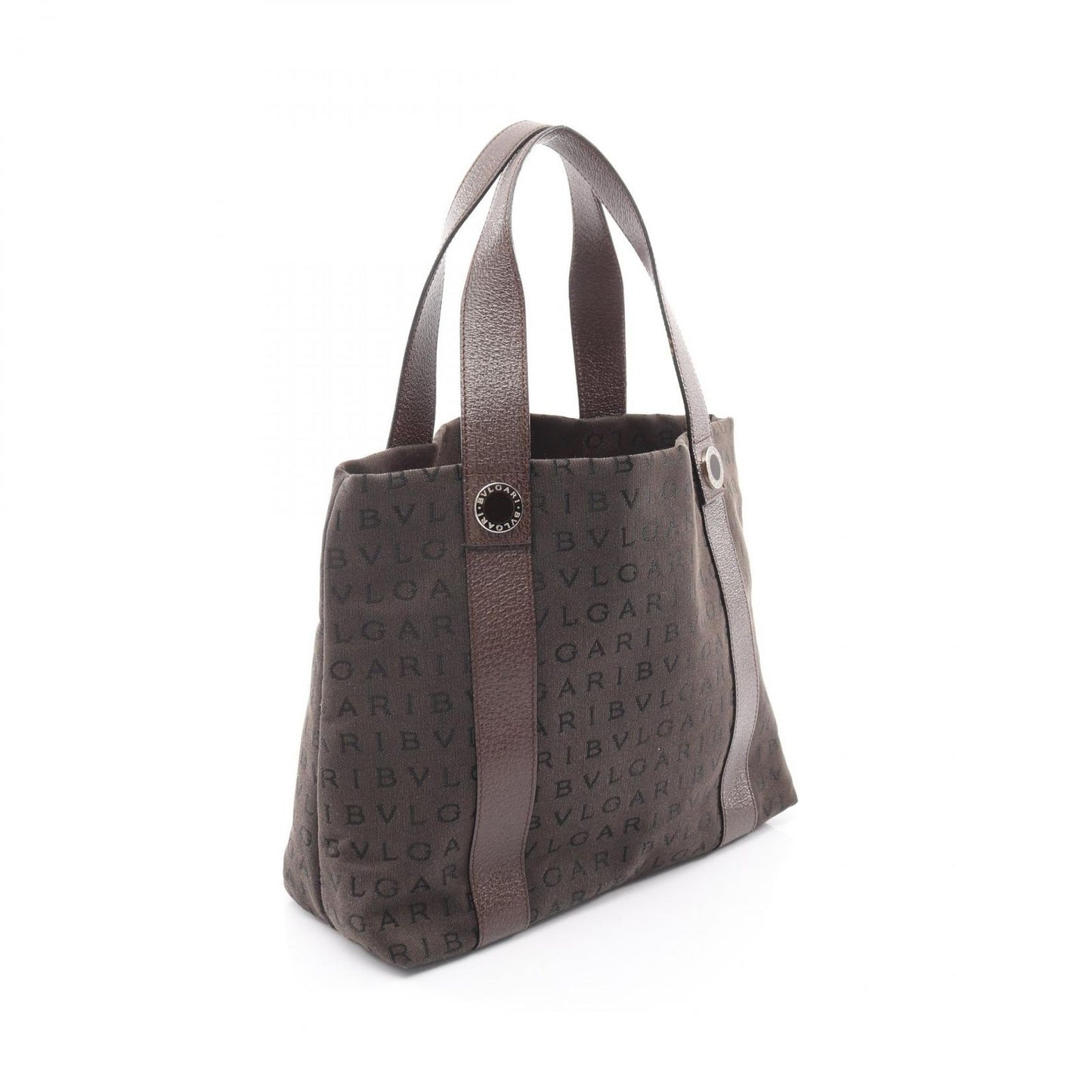 Bvlgari Handbag Logo Mania Brown Canvas Leather — view 2