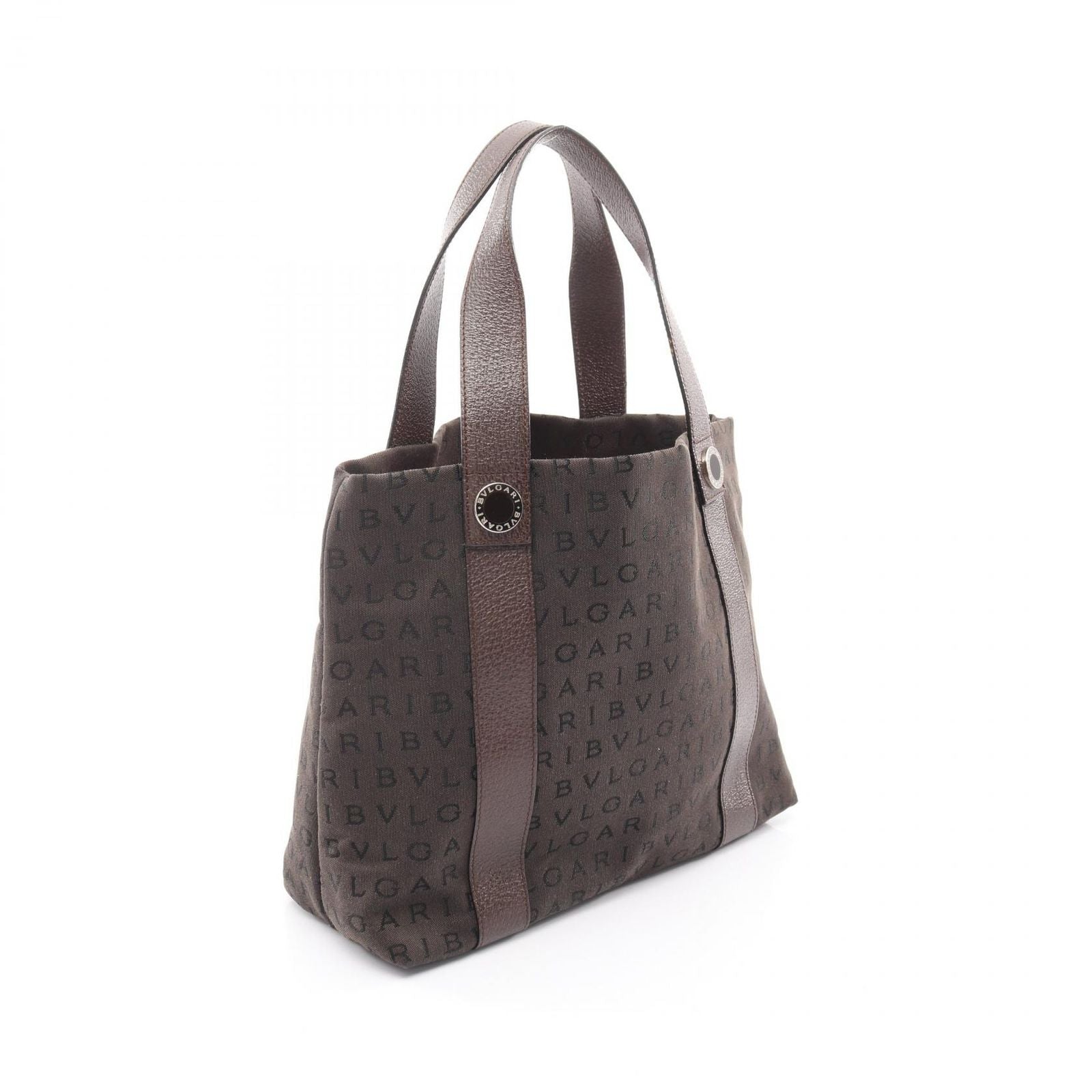Bvlgari Handbag Logo Mania Brown Canvas Leather — view 2