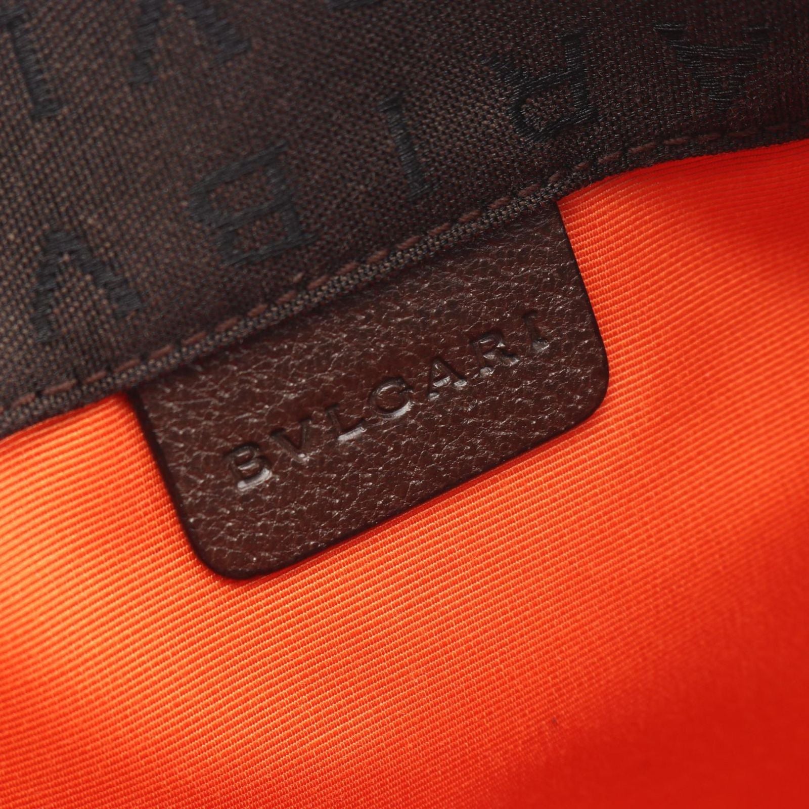 Bvlgari Handbag Logo Mania Brown Canvas Leather — view 4
