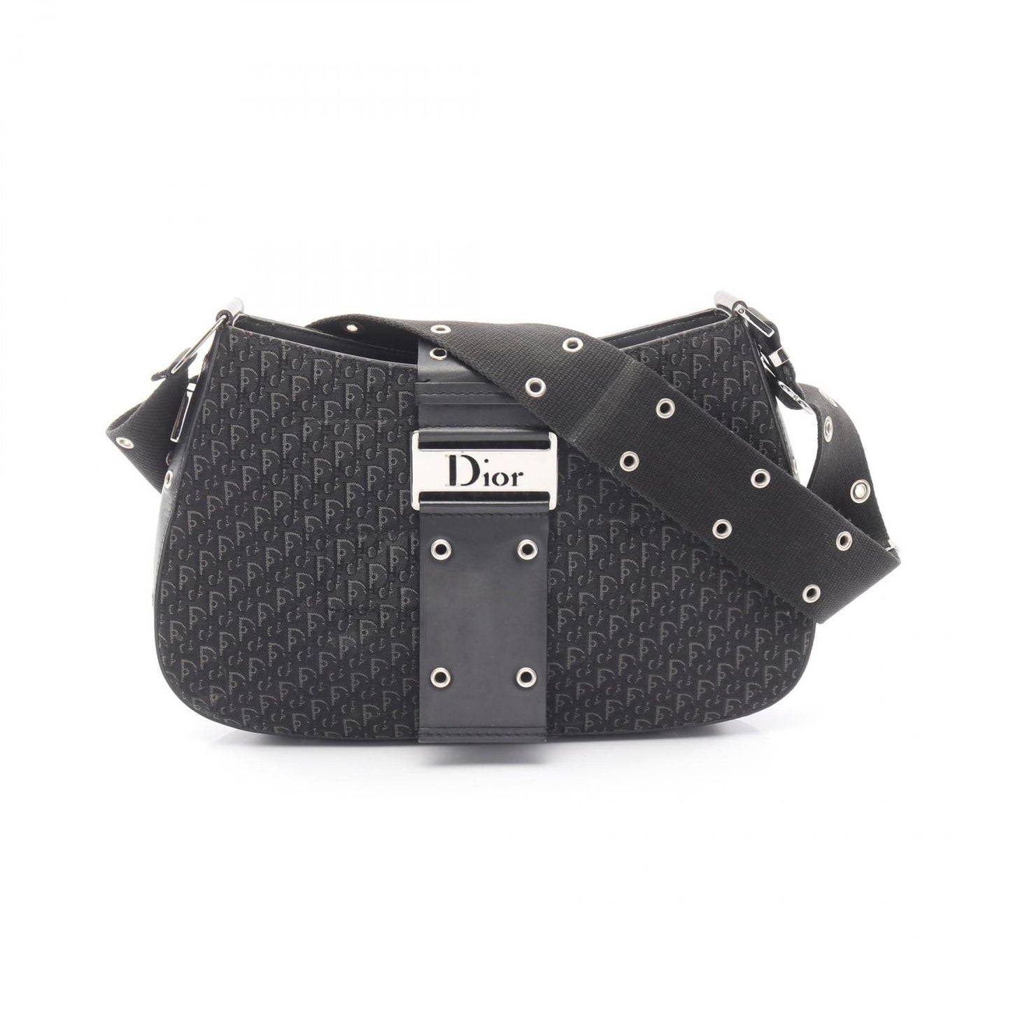 Dior Shoulder Bag Street Chic Trotter Black Canvas Leather
