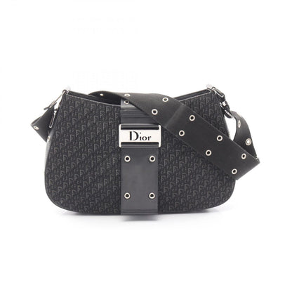 Dior Shoulder Bag Street Chic Trotter Black Canvas Leather