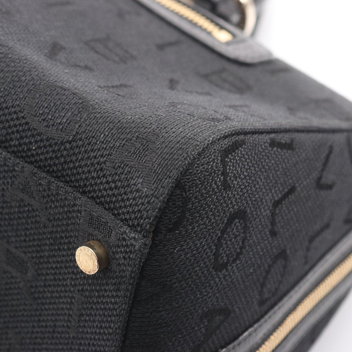 Bvlgari Tote Logo Mania Black Canvas Leather Boston Bag — view 5