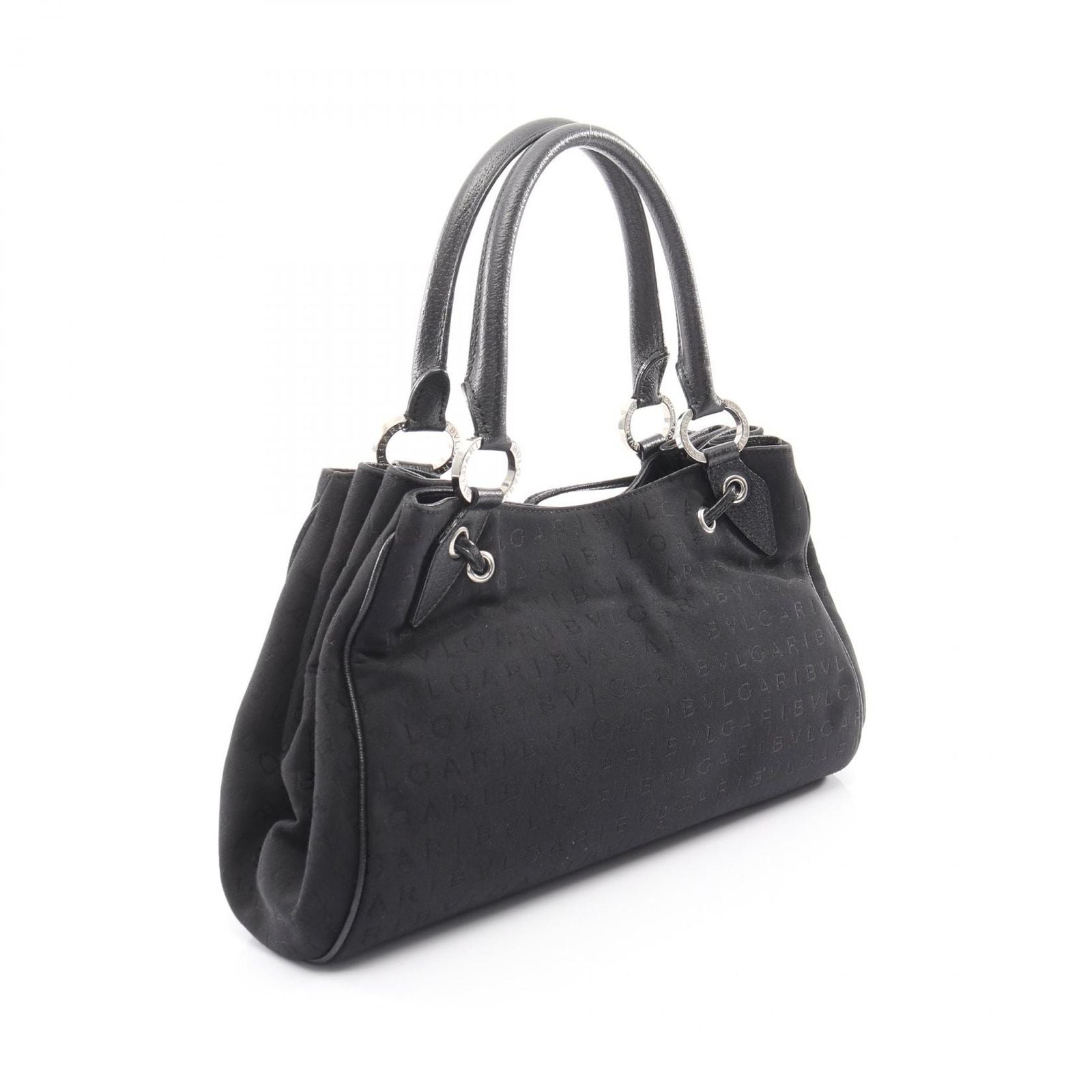 Bvlgari Handbag Logo Mania Black Canvas Leather — view 2