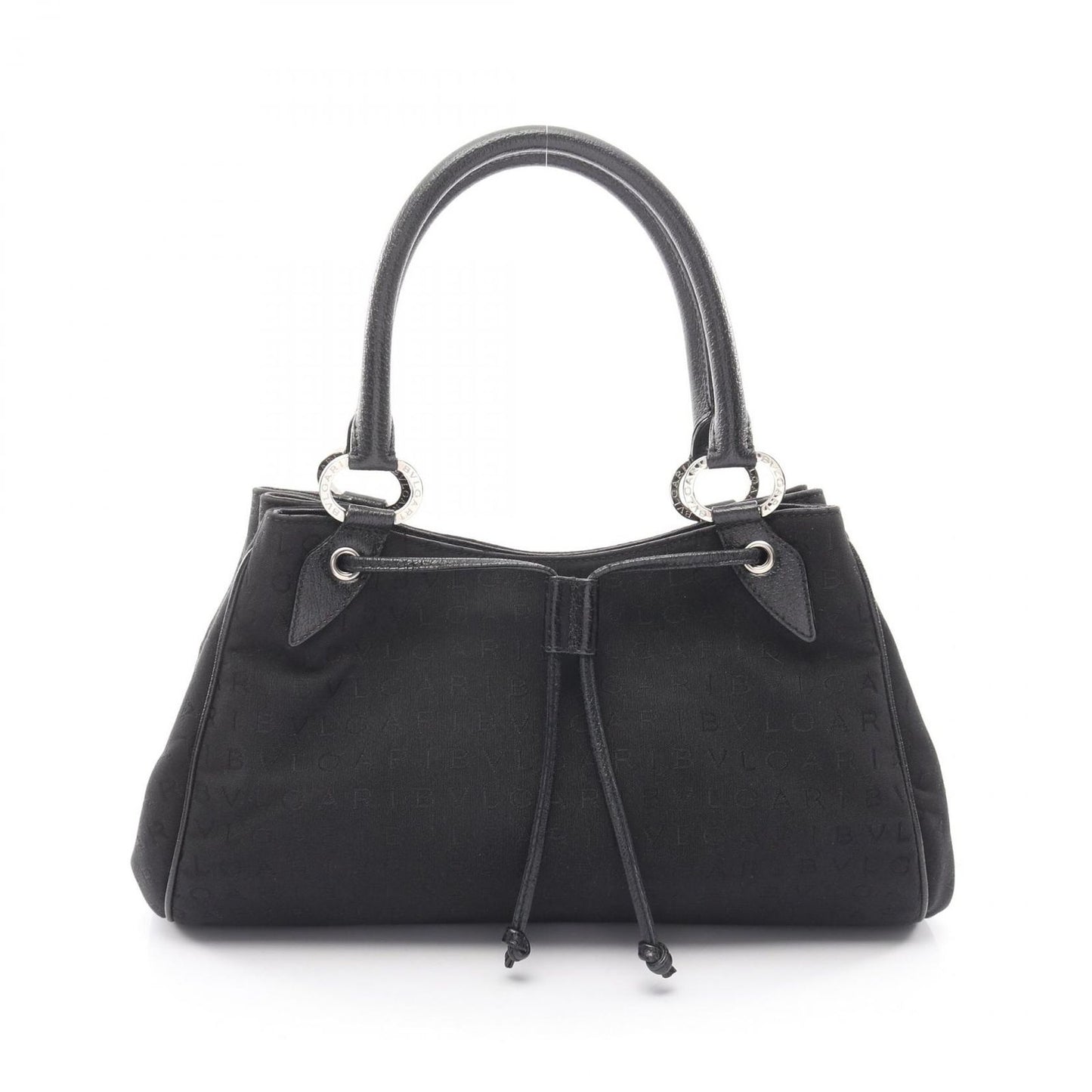 Bvlgari Handbag Logo Mania Black Canvas Leather