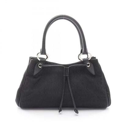Bvlgari Handbag Logo Mania Black Canvas Leather