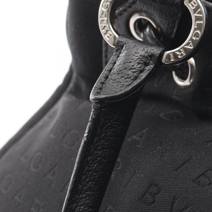 Bvlgari Handbag Logo Mania Black Canvas Leather — view 8