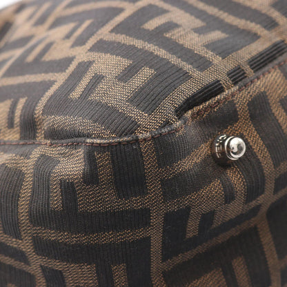 Fendi Handbag Zucca Black Brown Canvas Leather — view 5