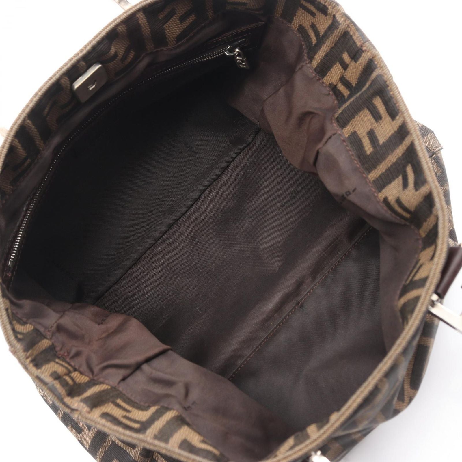 Fendi Handbag Zucca Black Brown Canvas Leather — view 3