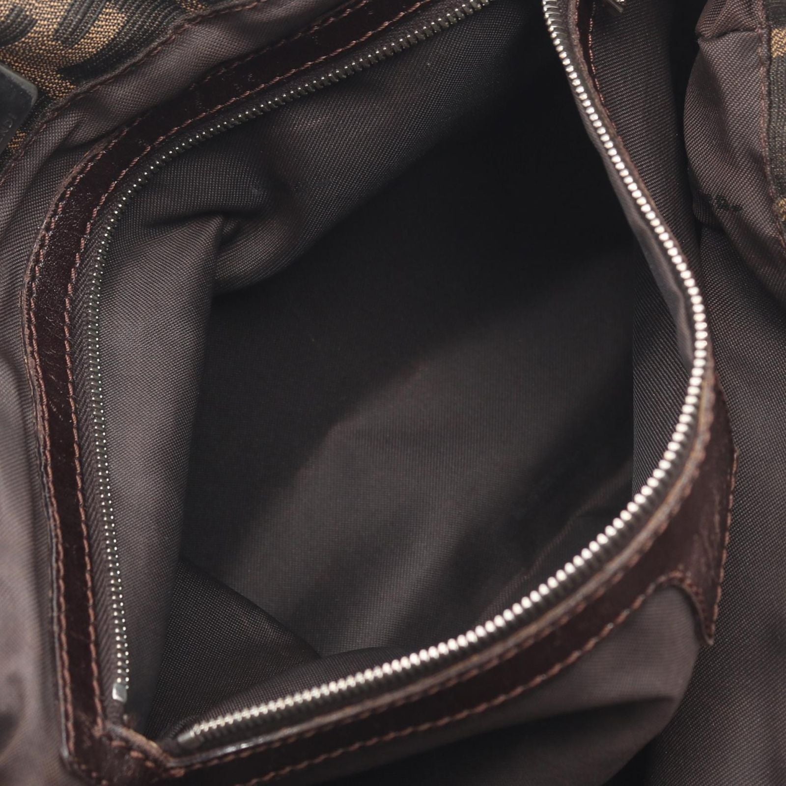 Fendi Handbag Zucca Black Brown Canvas Leather — view 8