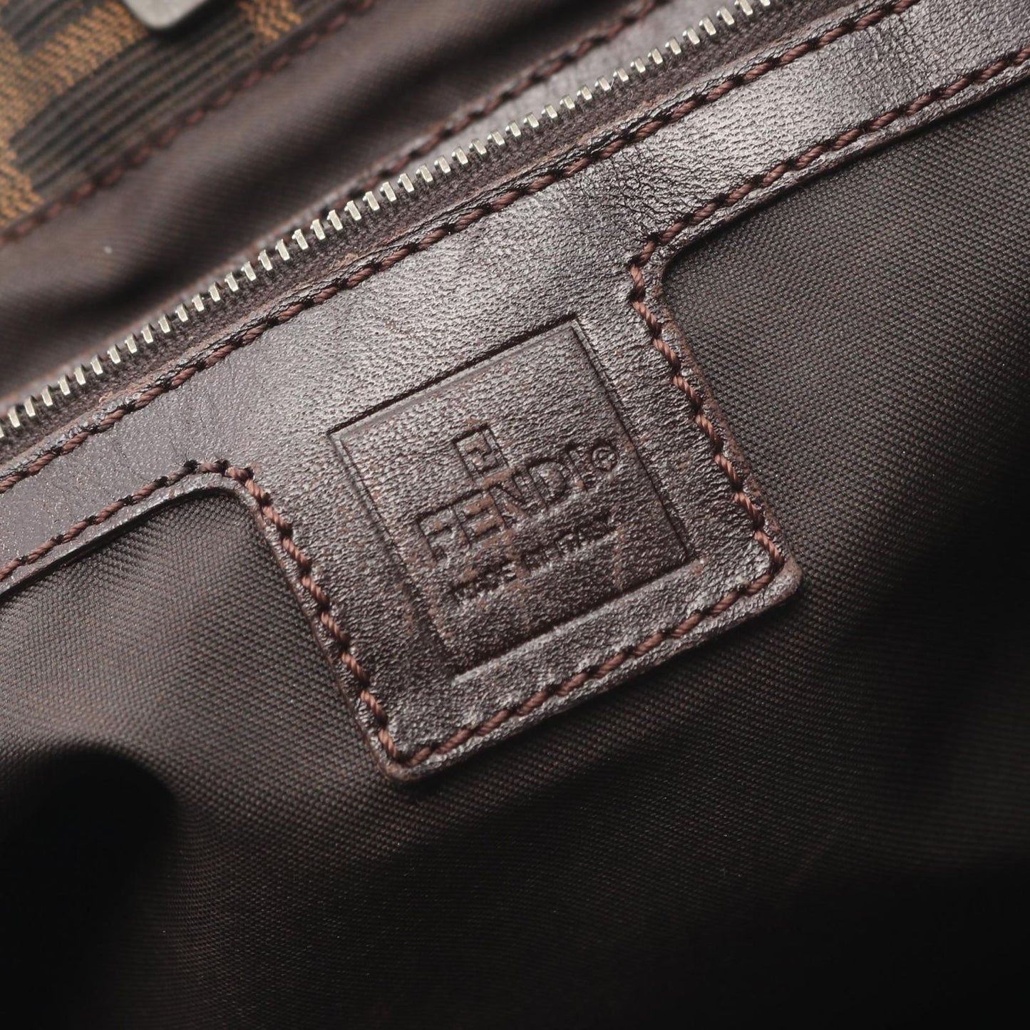 Fendi Handbag Zucca Black Brown Canvas Leather — view 4