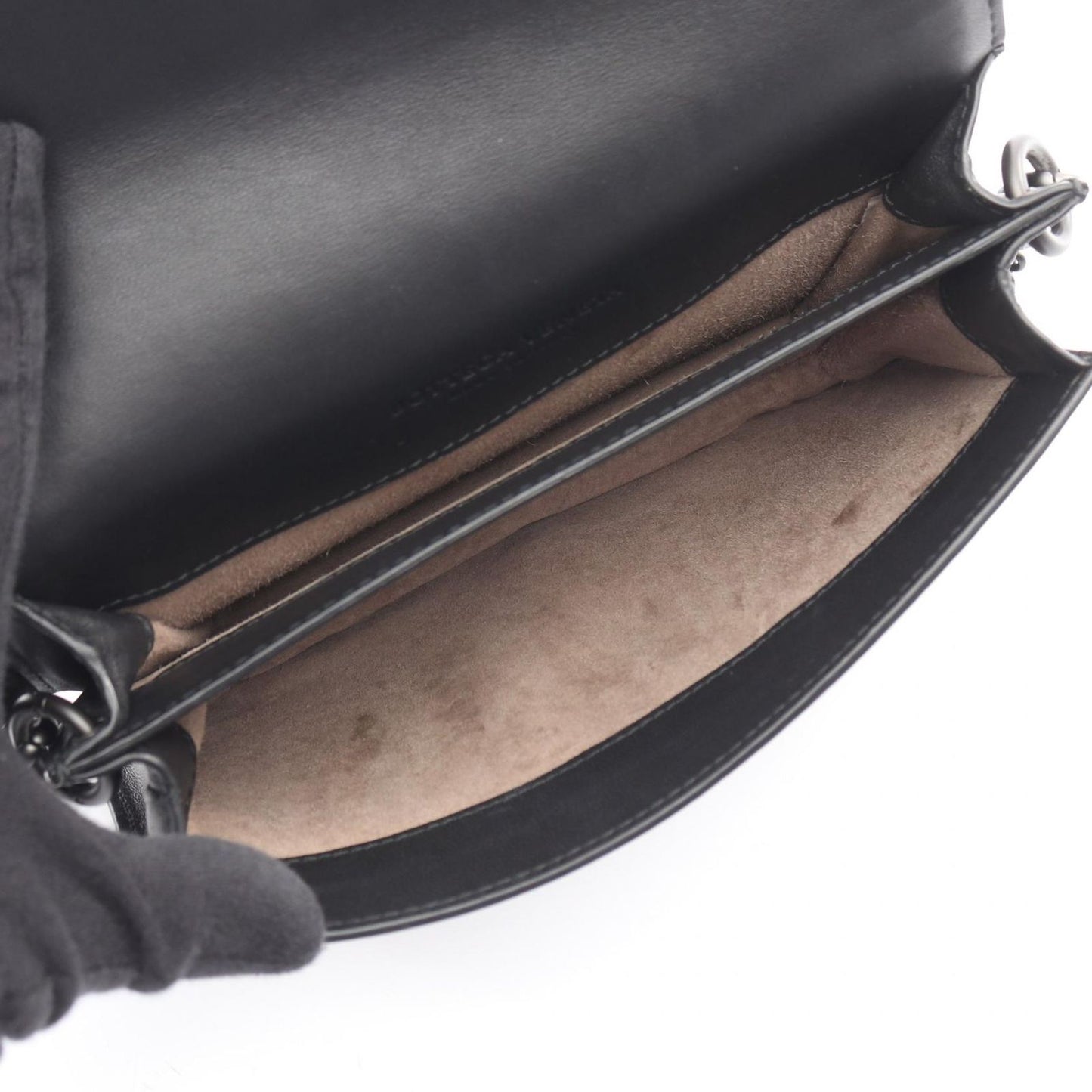 Bottega Veneta Shoulder Bag Intrecciato Papillon Black Gray Leather Chain — view 3