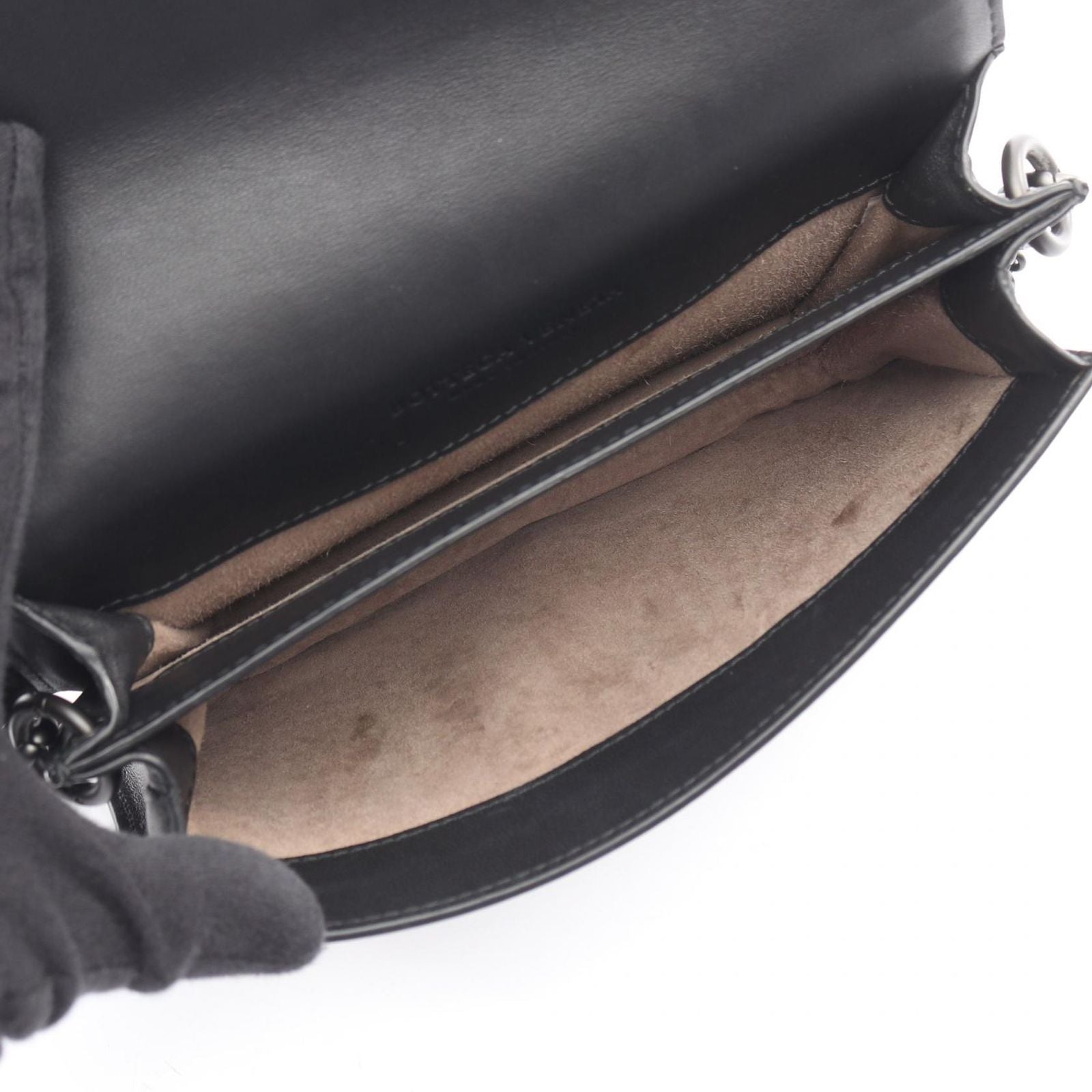 Bottega Veneta Shoulder Bag Intrecciato Papillon Black Gray Leather Chain — view 3