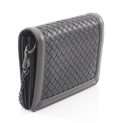Bottega Veneta Shoulder Bag Intrecciato Papillon Black Gray Leather Chain — view 2