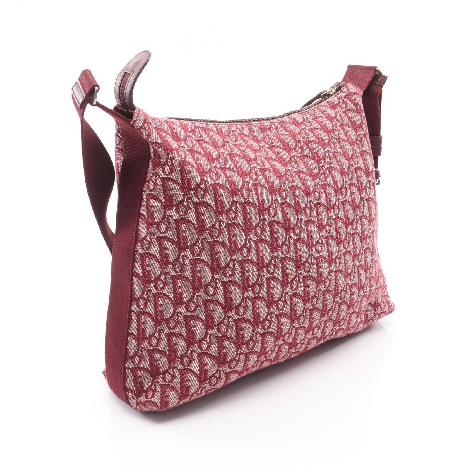 Dior Shoulder Bag Trotter Wine Red Canvas Leather — view 2